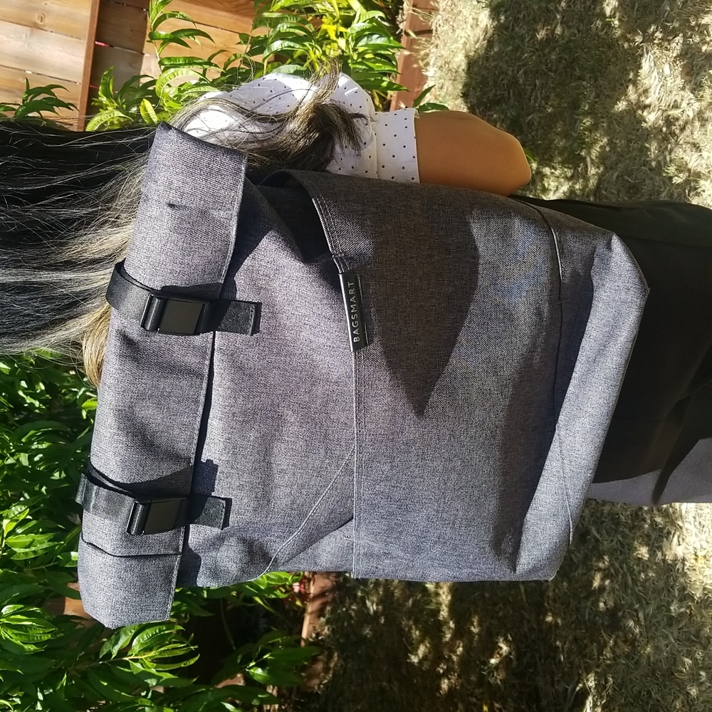 Dark Grey Bagsmart Rolltop Laptop Backpack